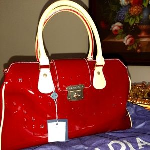 🤩ARCADIA ITALIAN PATENT RED TOTE BAG